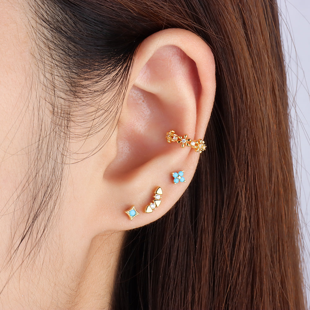 Exquisite Flower Ear Cuff - Stainless Steel - Oumo Jewelry