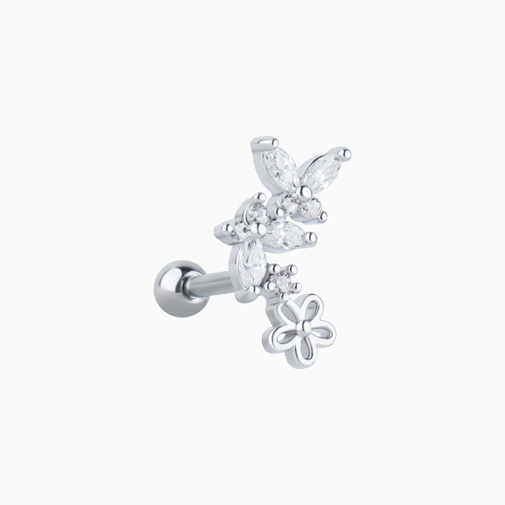 Flying Butterfly Flower Stud - OhmoJewelry