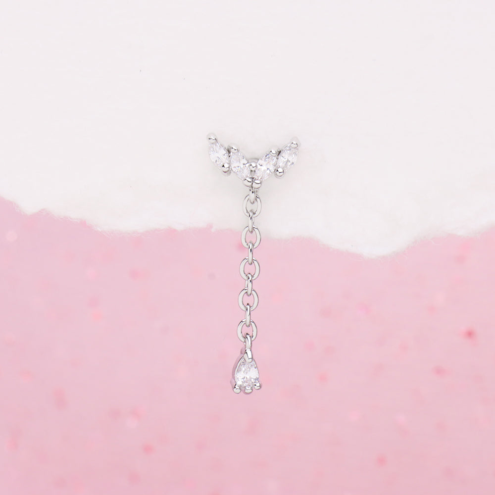 Butterfly Drop Chain - Stainless Steel - Lobe, Upper Lobe, Flat - Oumo Jewelry