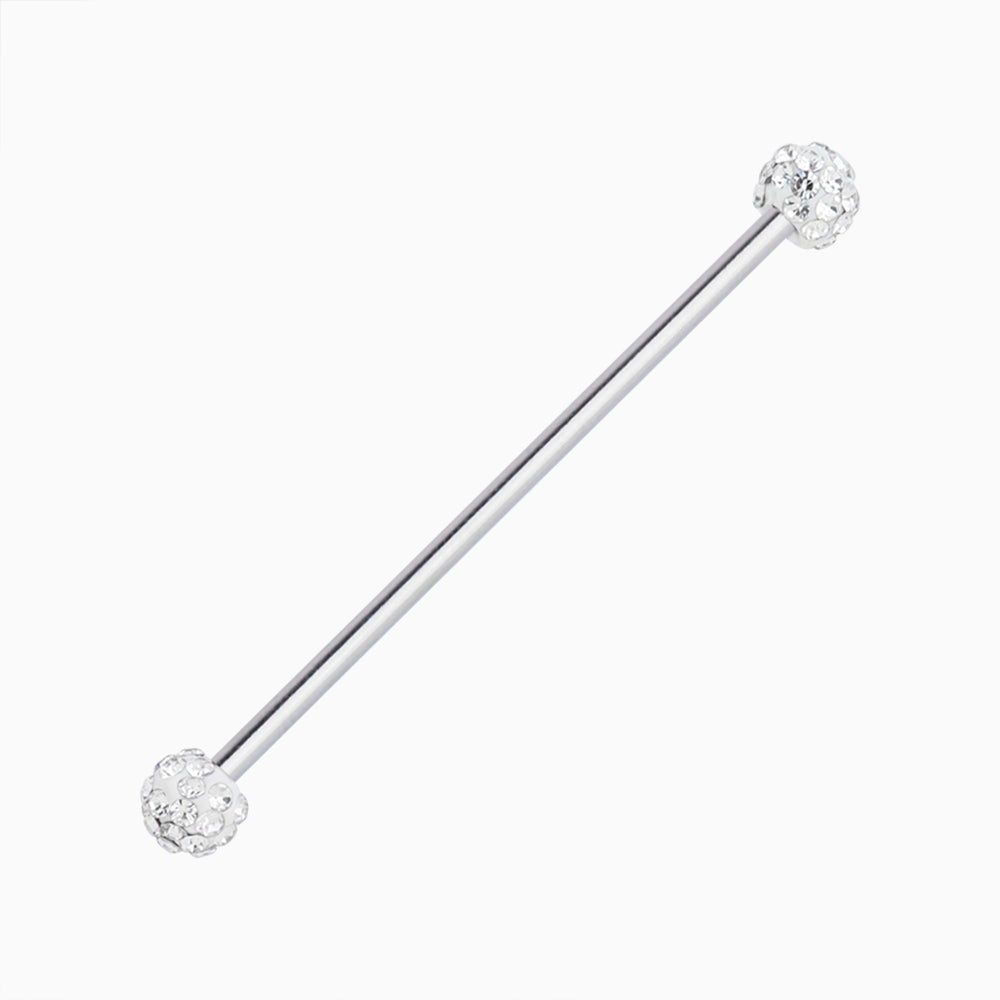 Gem Ball Industrial Barbell - Stainless Steel - Industrial - Oumo Jewelry