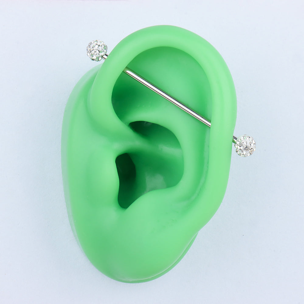 Gem Ball Industrial Barbell - Stainless Steel - Industrial - Oumo Jewelry