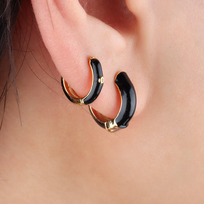 Glitter Black Hoops - OhmoJewelry