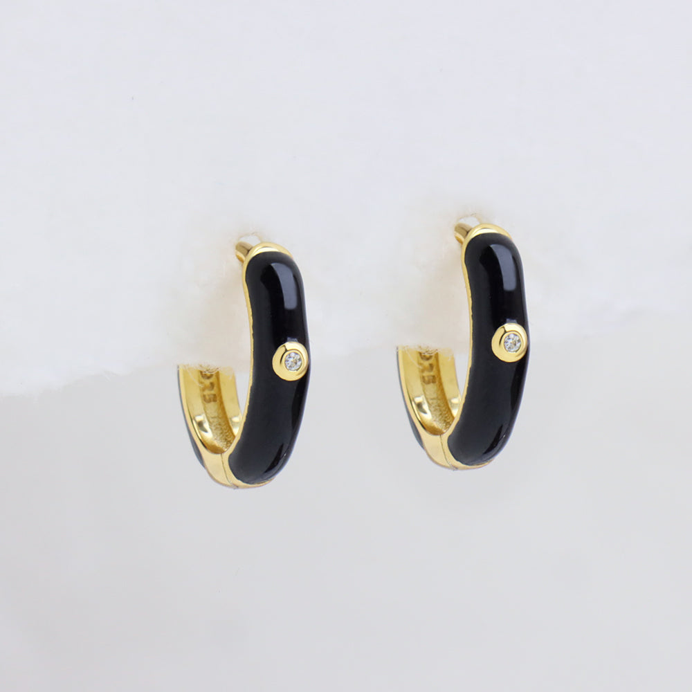 Glitter Black Hoops - OhmoJewelry