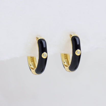 Glitter Black Hoops - OhmoJewelry