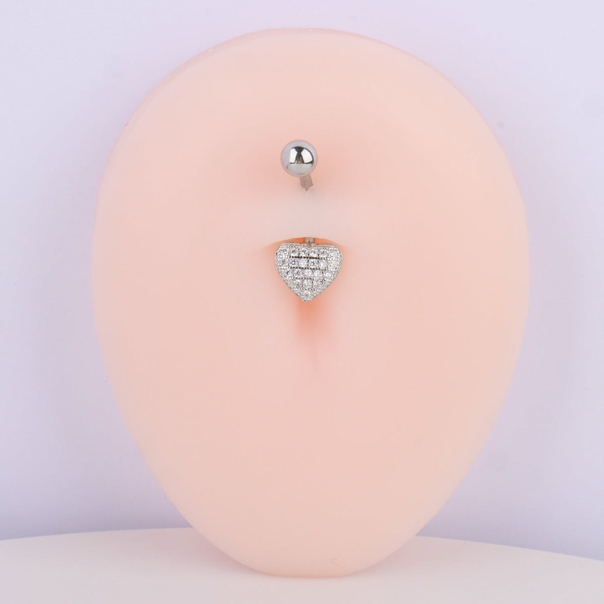 Glitter Heart Belly Ring - Stainless Steel - Navel - Oumo Jewelry