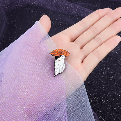 Maple Leaf Umbrella Ghost Pin - OhmoJewelry