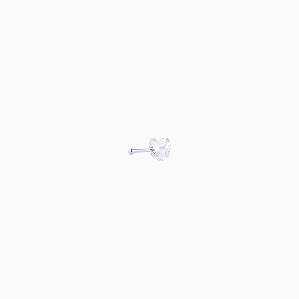 Shiny Heart Nose Stud - Sterling Silver 925 - Nostril - Oumo Jewelry