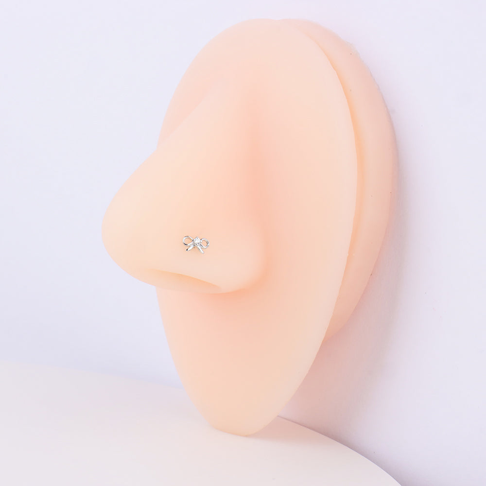 Bow Nose Stud - Sterling Silver 925 - Nostril - Oumo Jewelry