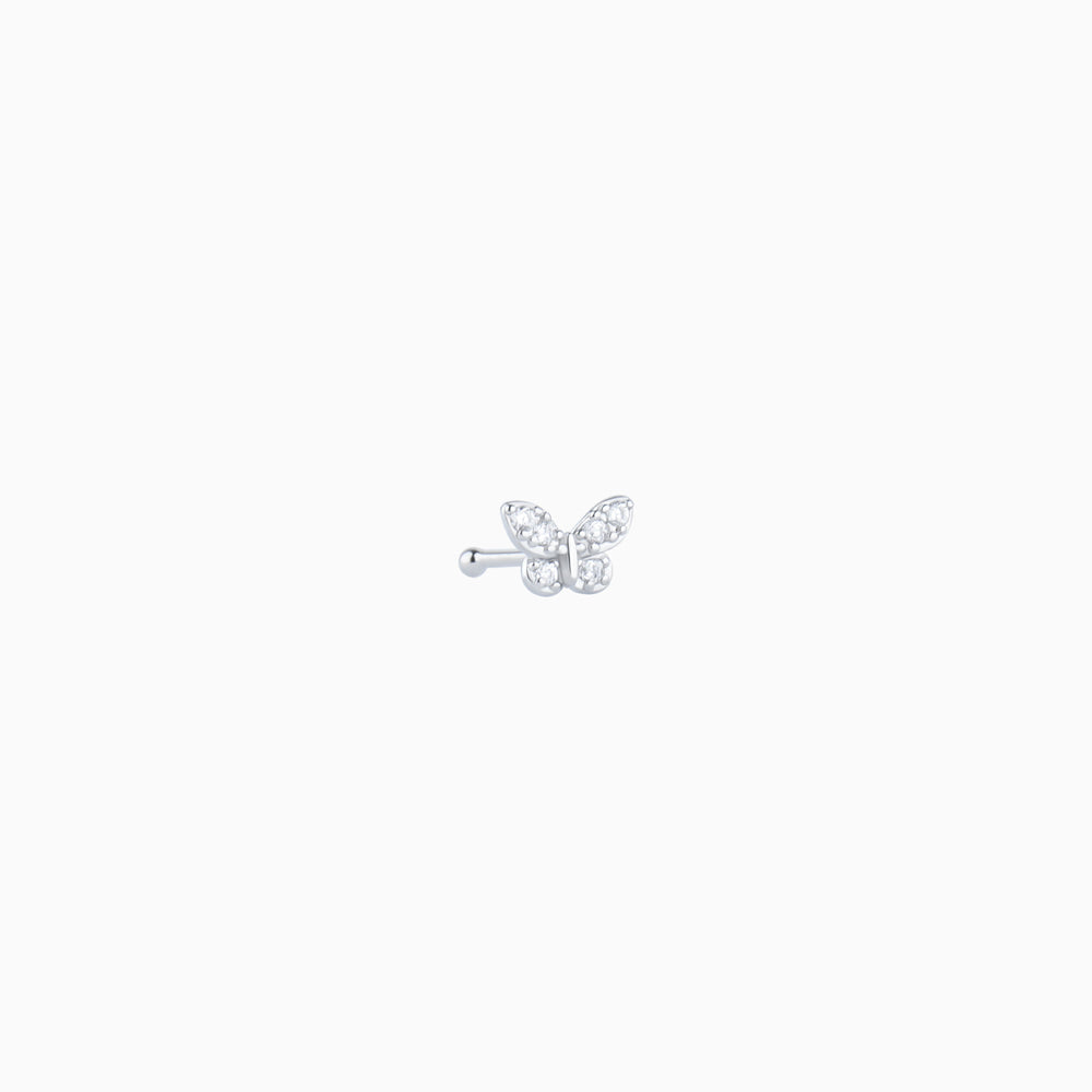 Elegant Butterfly Nose Stud - Sterling Silver 925 - Nostril - Oumo Jewelry