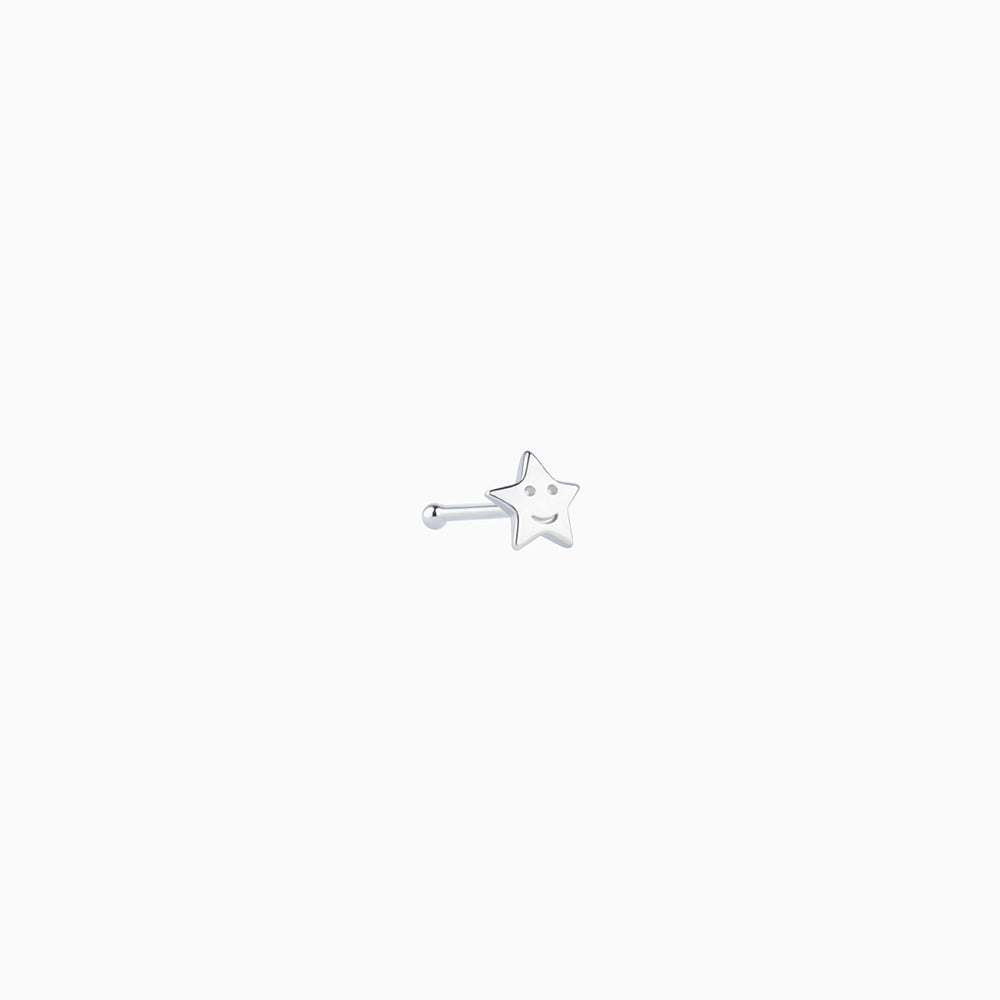 Smile Star Nose Stud - Sterling Silver 925 - Nostril - Oumo Jewelry