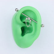 Opal Chain Industrial Barbell - Stainless Steel - Industrial - Oumo Jewelry
