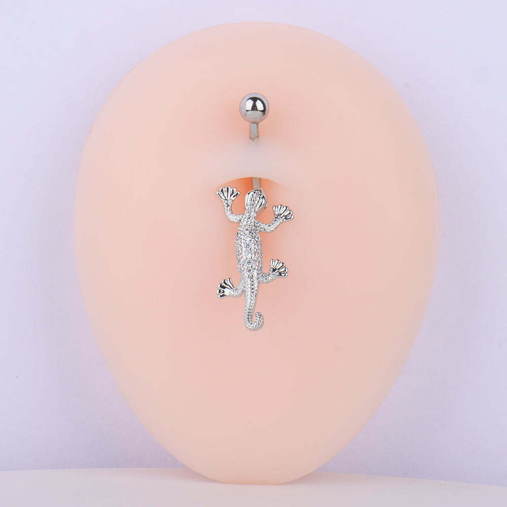 Shiny Gecko Belly Ring - Stainless Steel - Nostril - Oumo Jewelry