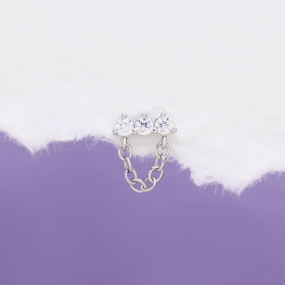 Sparkling Gem Chain Stud - OhmoJewelry