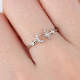 Sparkling Moon Star Ring - OhmoJewelry