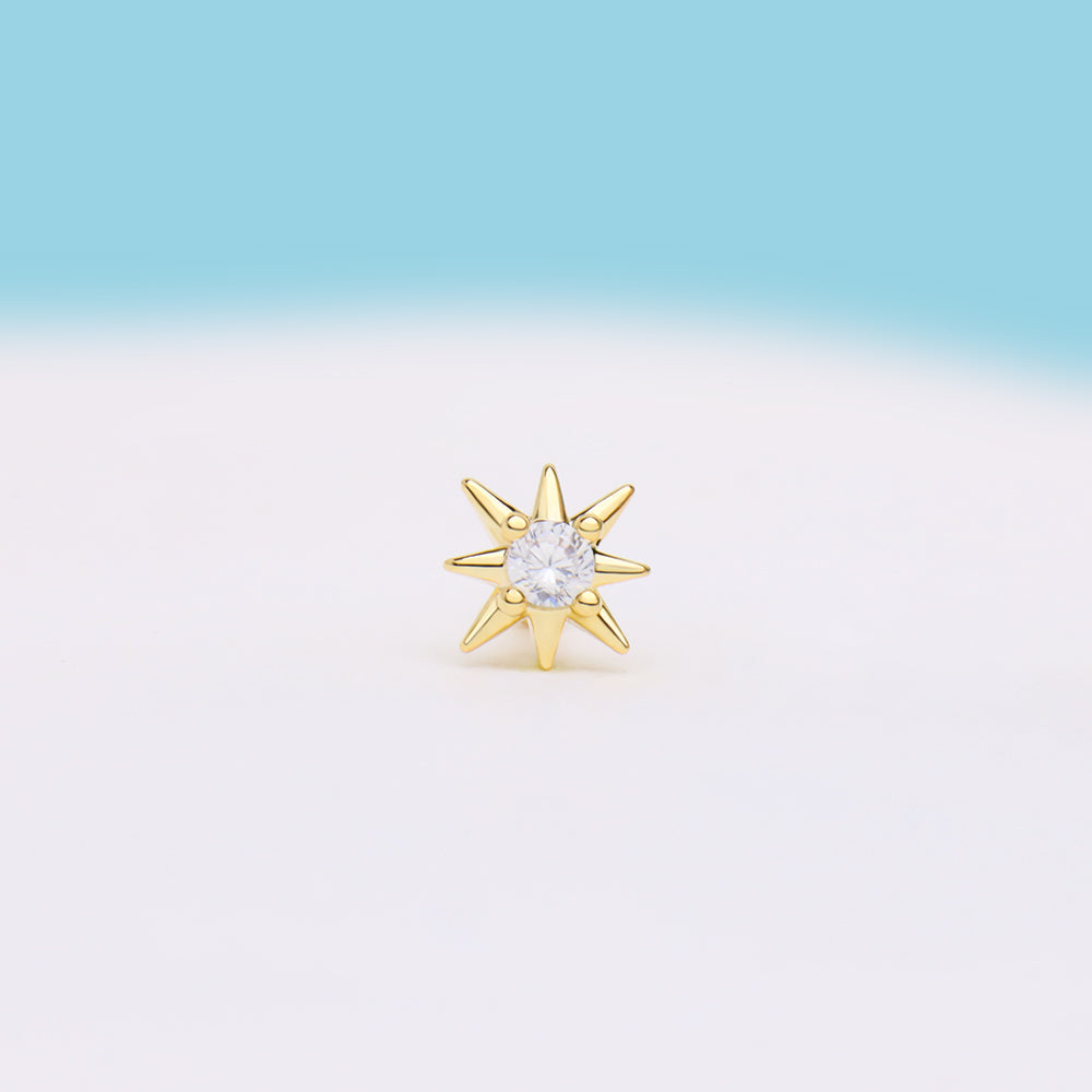 Sparkling Star Stud - Stainless Steel - Upper Lobe, Helix - Oumo Jewelry