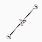 Titanium Colored Zircon Industrial Barbell - Titanium - Industrial - Oumo Jewelry