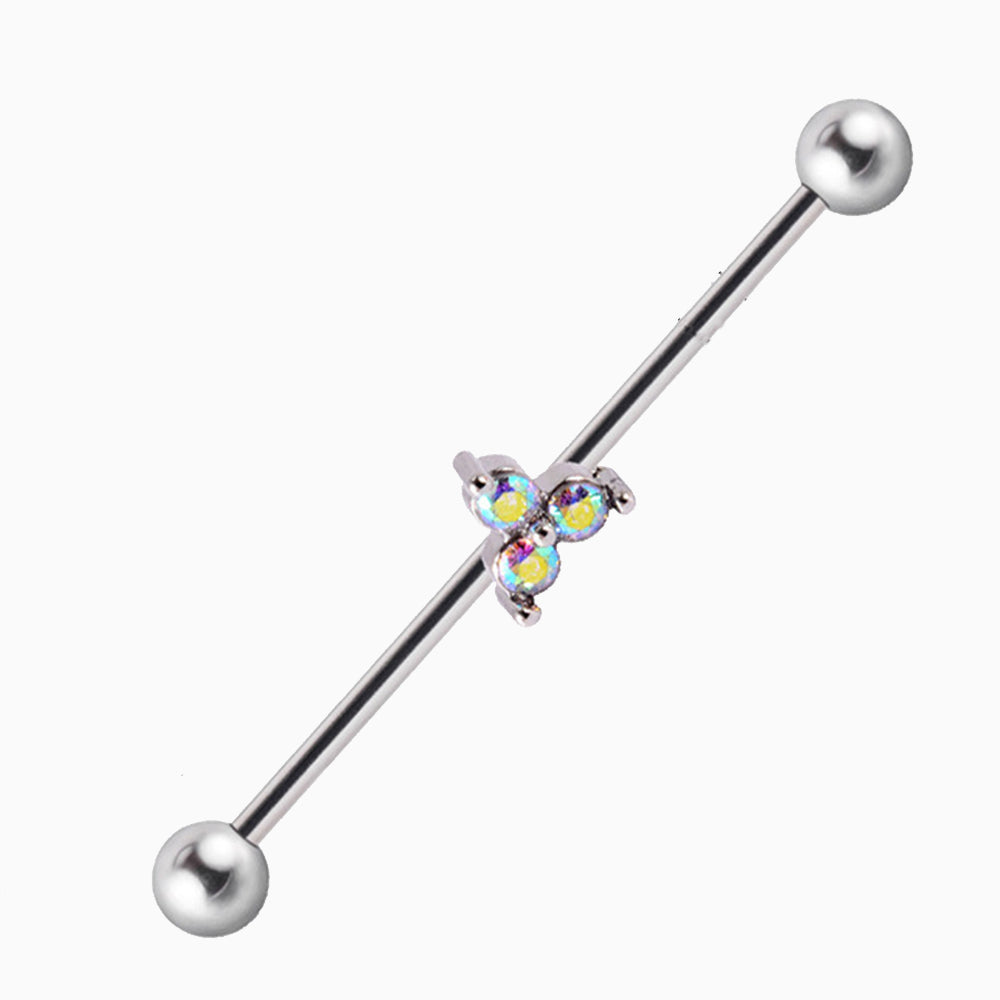 Titanium Colored Zircon Industrial Barbell - Titanium - Industrial - Oumo Jewelry