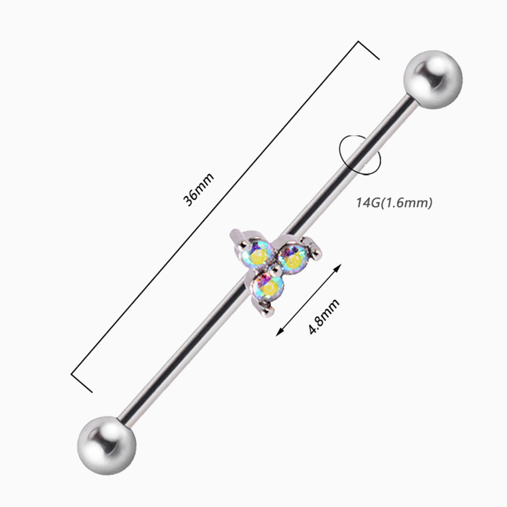 Titanium Colored Zircon Industrial Barbell - Titanium - Industrial - Oumo Jewelry