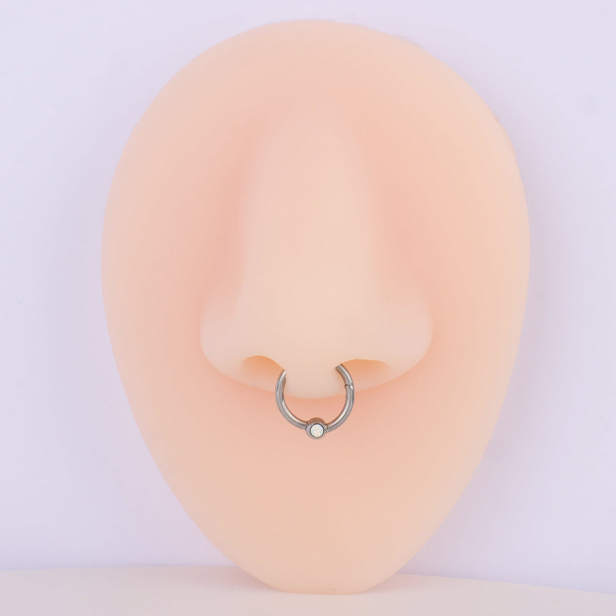 Titanium Light Blue Opal Clicker - Titanium - Daith, Septum - Oumo Jewelry