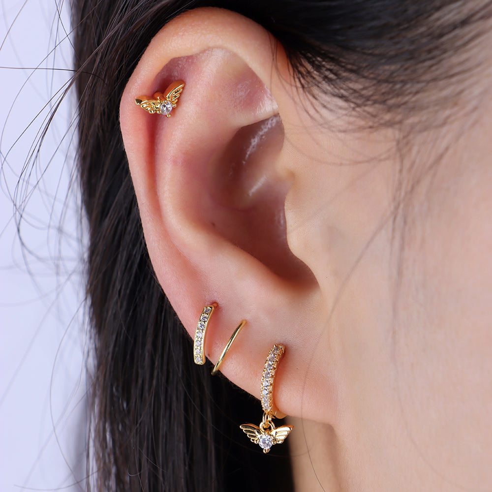 Gia Huggie Earring - Brass - Lobe - Oumo Jewelry