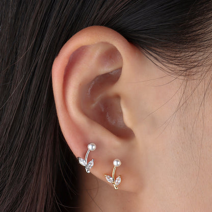 Pearls Rose Stud - OhmoJewelry