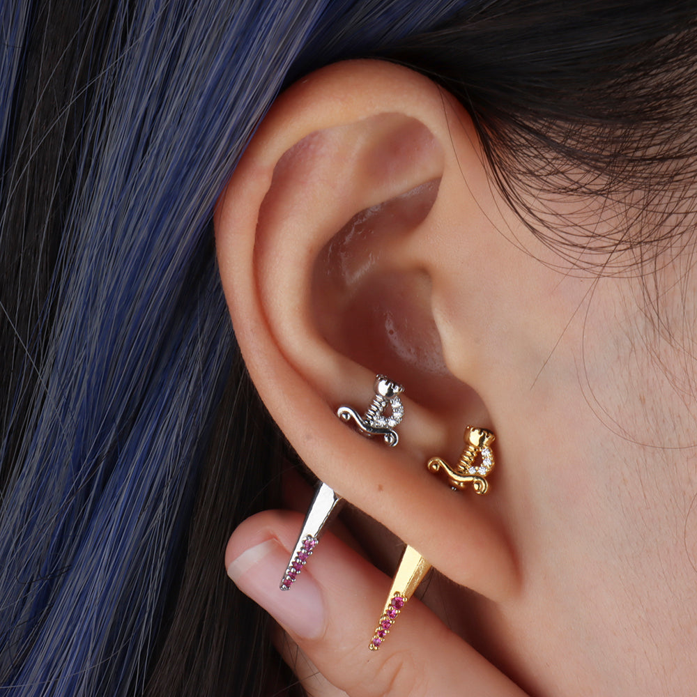 Power Sword Stud - Stainless Steel - Upper Lobe - Oumo Jewelry