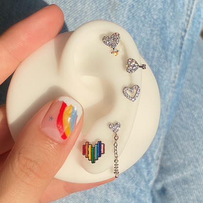 Rainbow Love Stud - OhmoJewelry