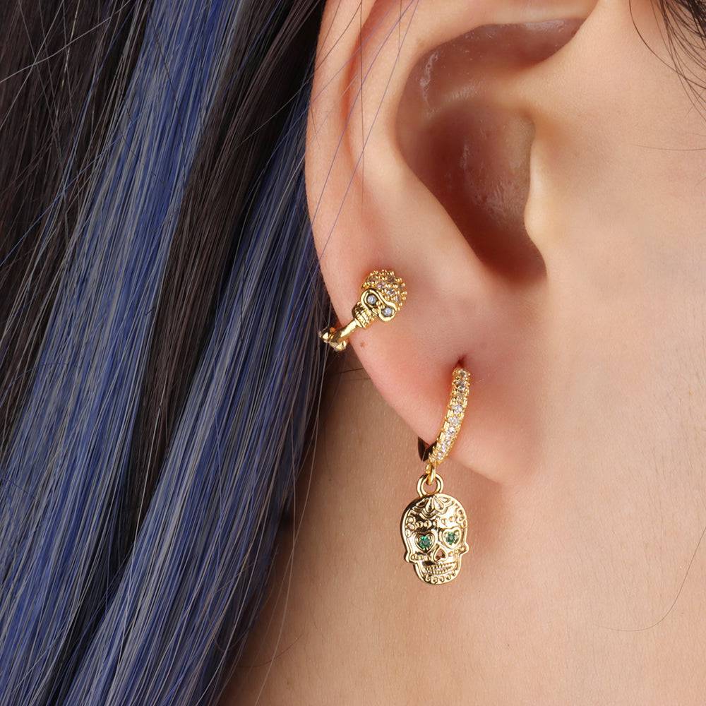Skull Hoop - Stainless Steel - Upper Lobe, Helix - Oumo Jewelry