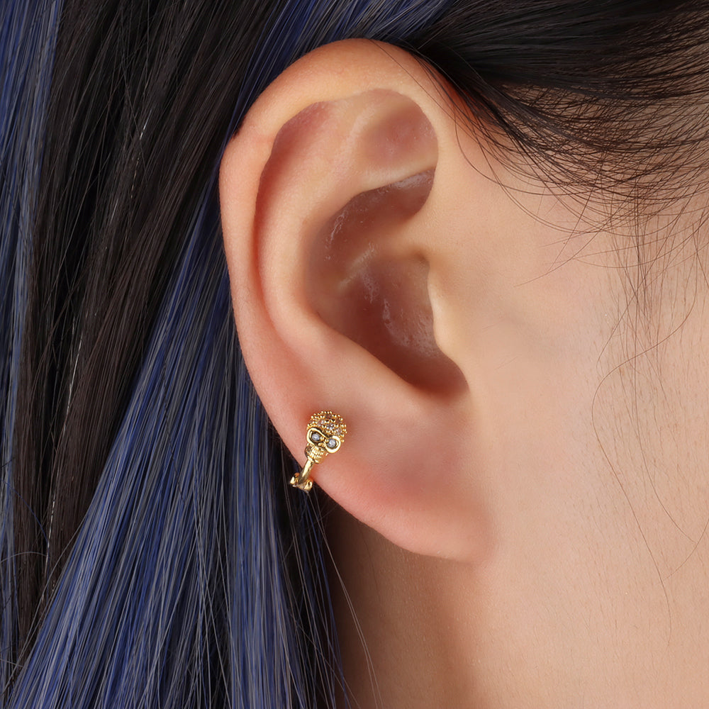 Skull Hoop - Stainless Steel - Upper Lobe, Helix - Oumo Jewelry