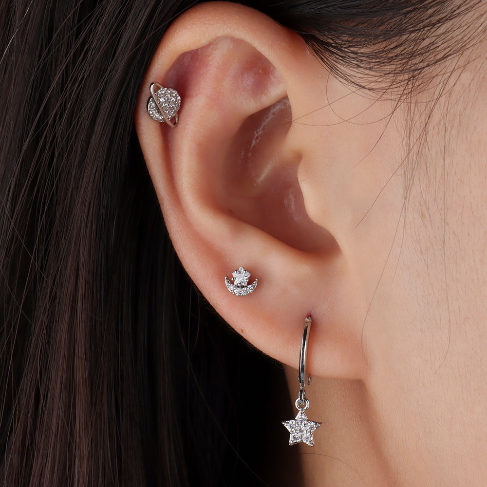 Sparkle Star Hoop - Brass - Lobe - Oumo Jewelry
