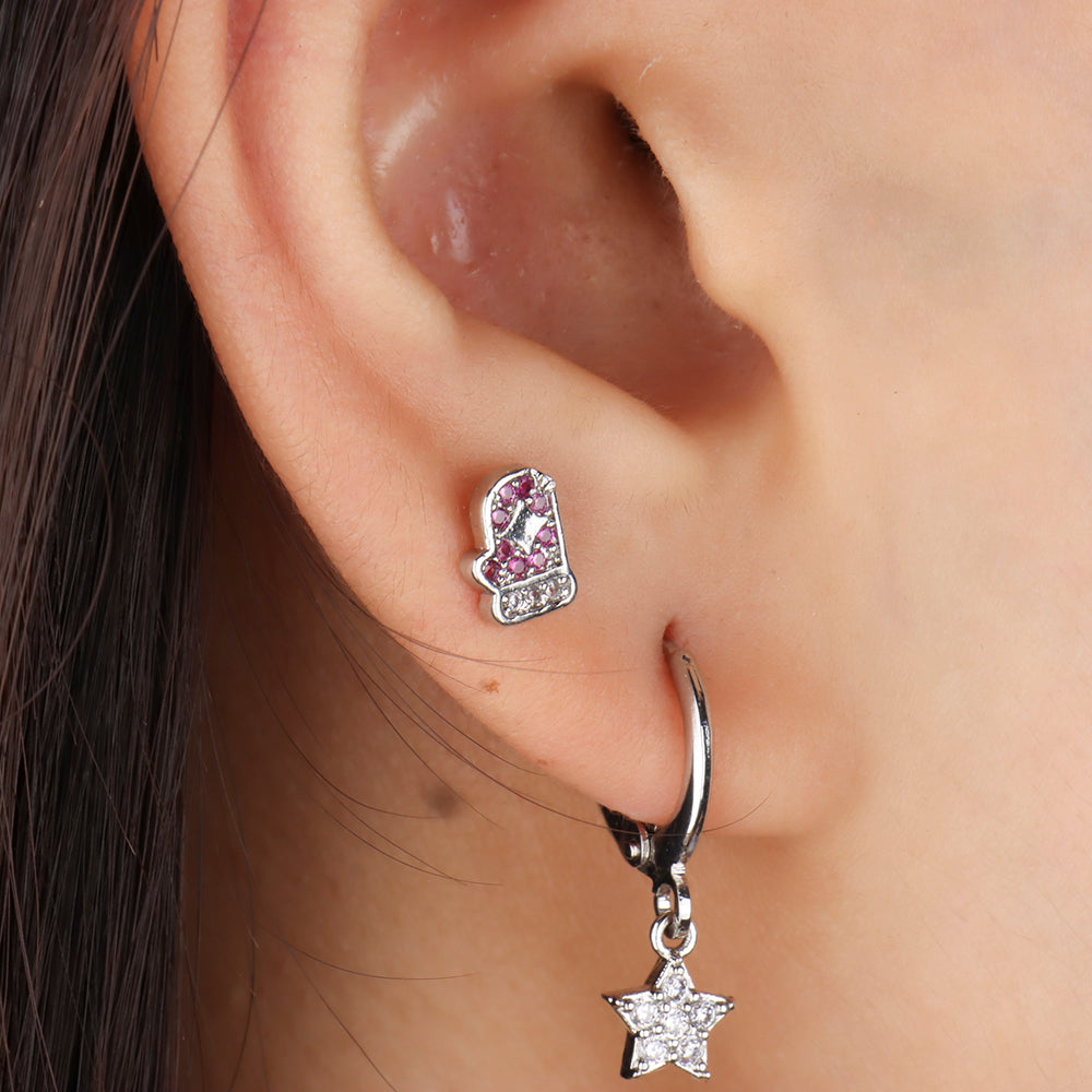 Sparkle Star Hoop - Brass - Lobe - Oumo Jewelry