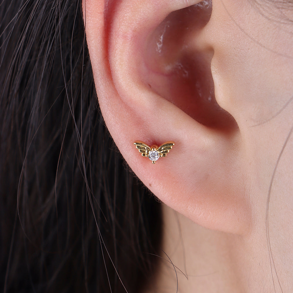 Winged Single Stud Earring - OhmoJewelry