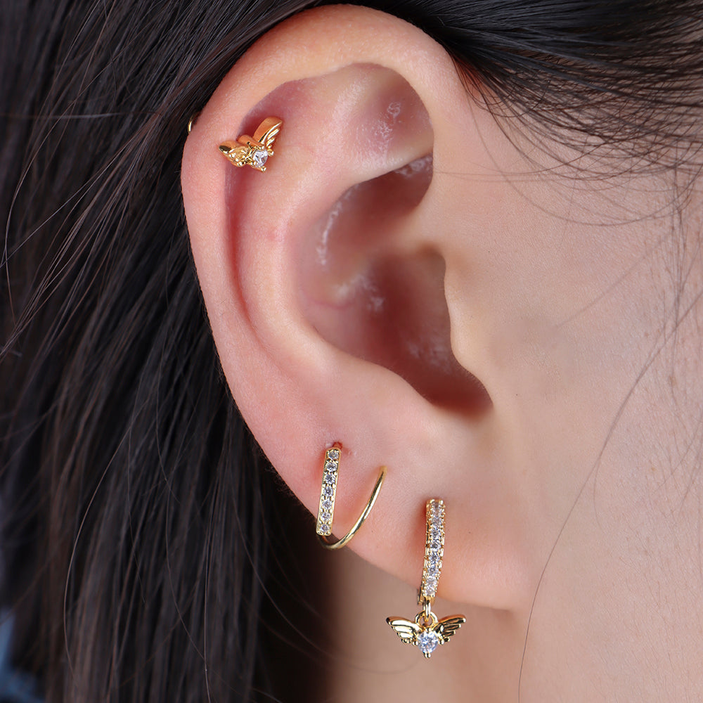 Winged Single Stud Earring - OhmoJewelry