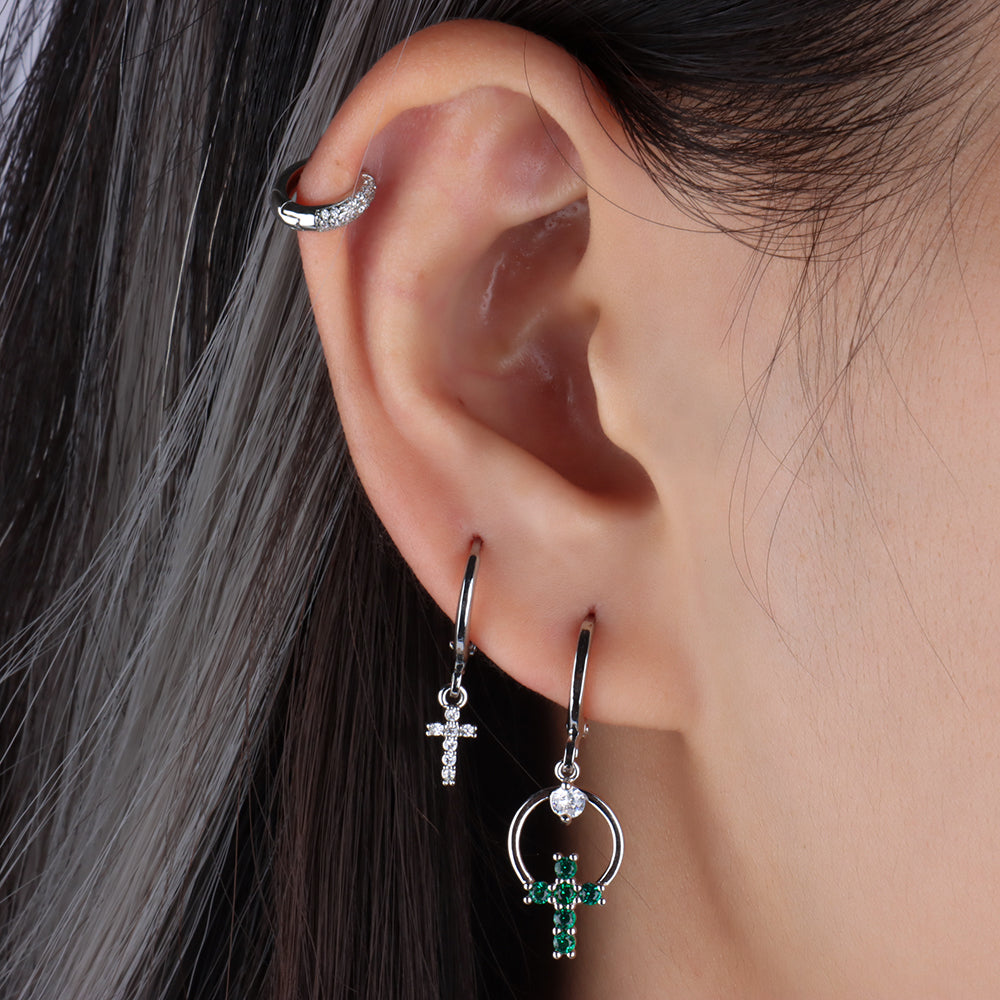 Cross Huggie Earrings - OhmoJewelry