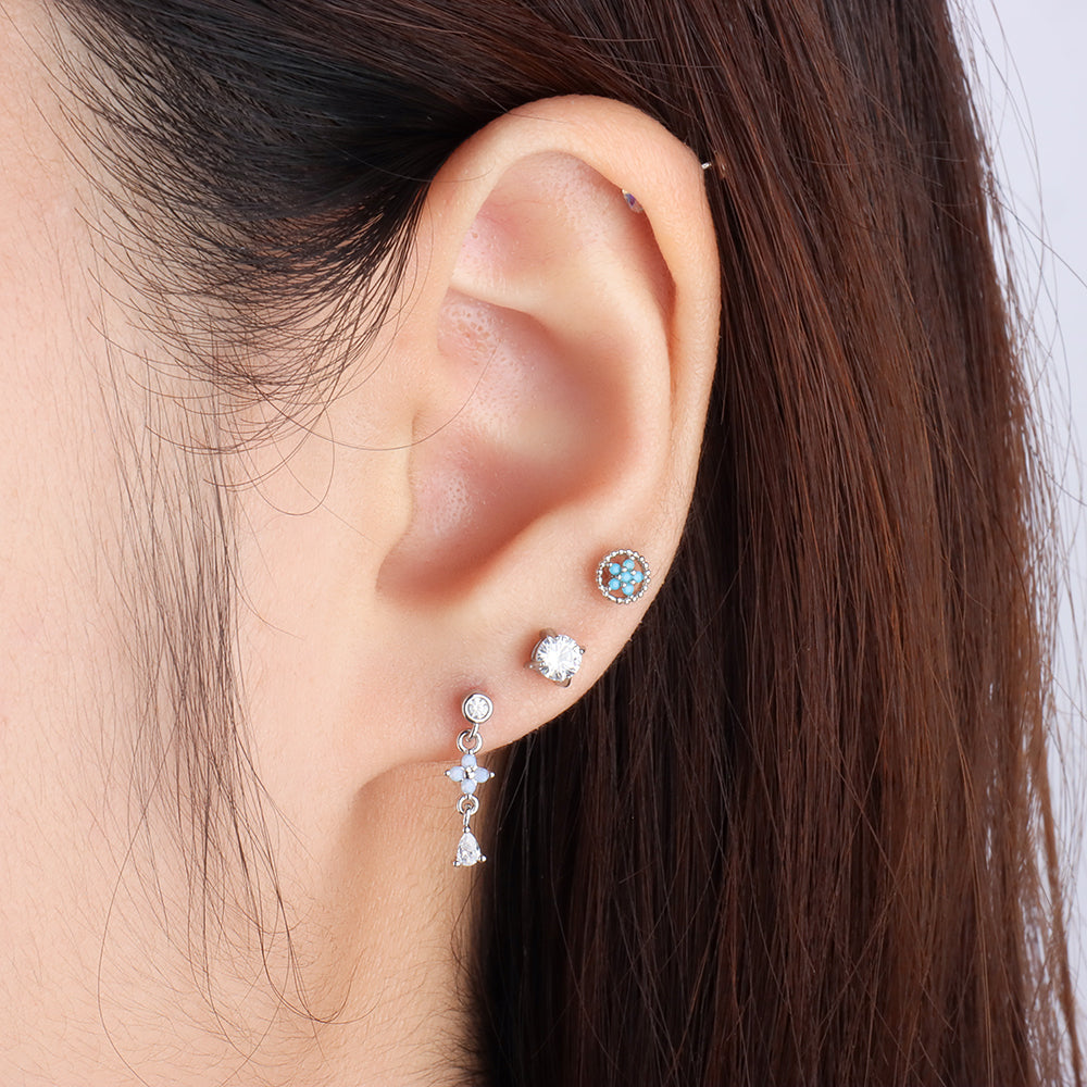 Basic Round Gemstone Studs - Stainless Steel - Oumo Jewelry