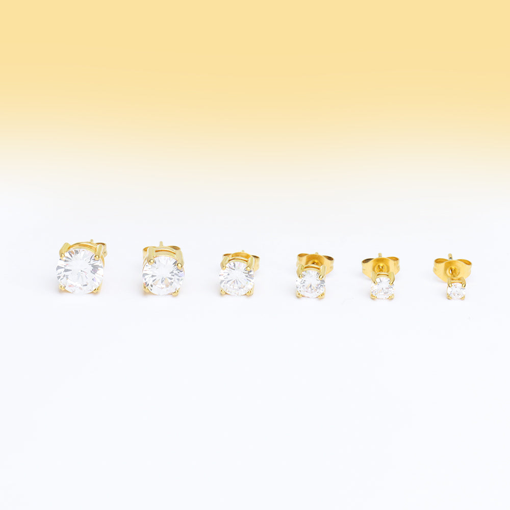 Basic Round Gemstone Studs - Stainless Steel - Oumo Jewelry