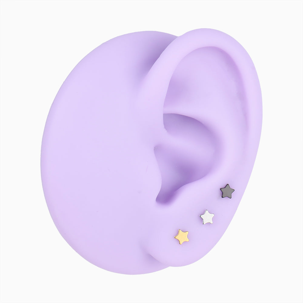 Basic Star Flatback Stud - Stainless Steel - Helix, Forward Helix, Upper Lobe - Oumo Jewelry