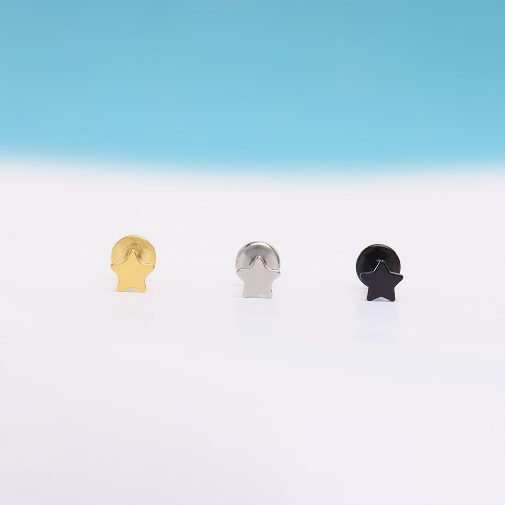 Basic Star Flatback Stud - Stainless Steel - Helix, Forward Helix, Upper Lobe - Oumo Jewelry