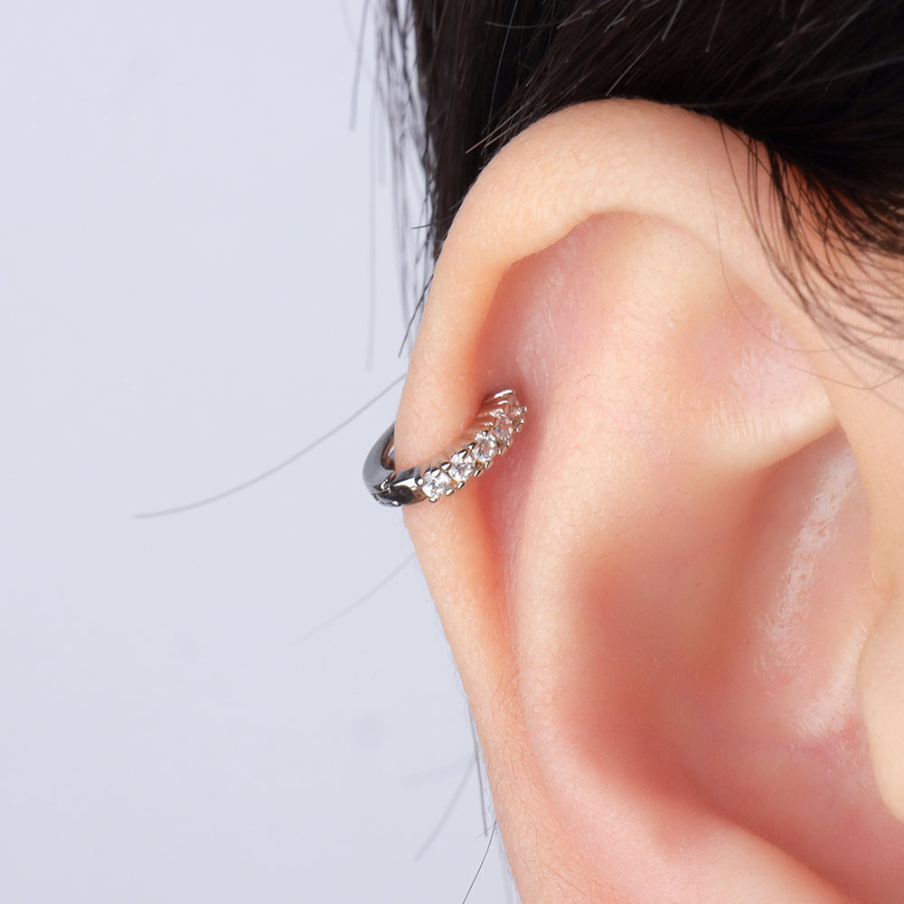 Glitter Gem Helix Hoop - Stainless Steel - Upper Lobe, Helix - Oumo Jewelry