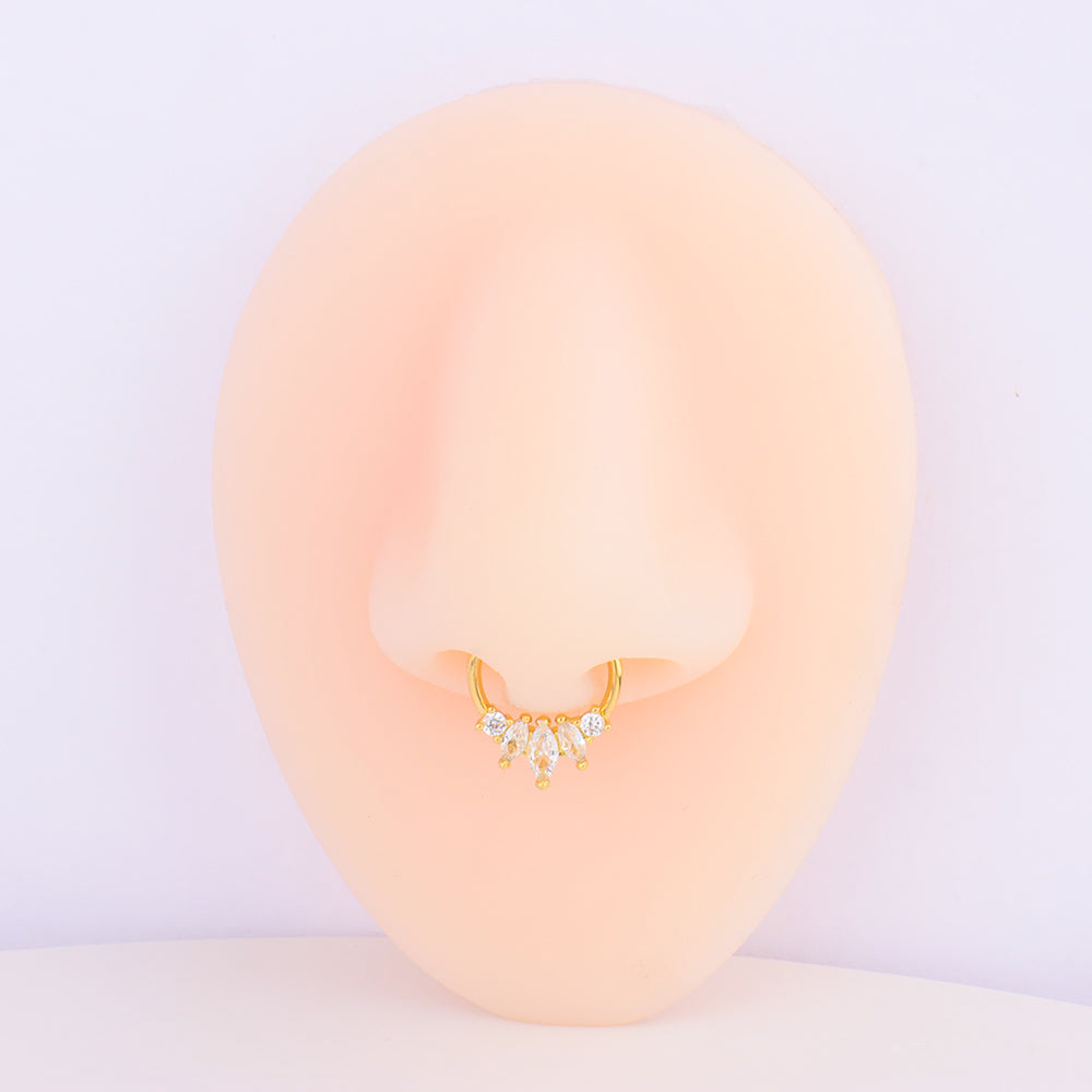 Delicate Leaf Clicker Hoop - Stainless Steel - Daith, Septum - Oumo Jewelry