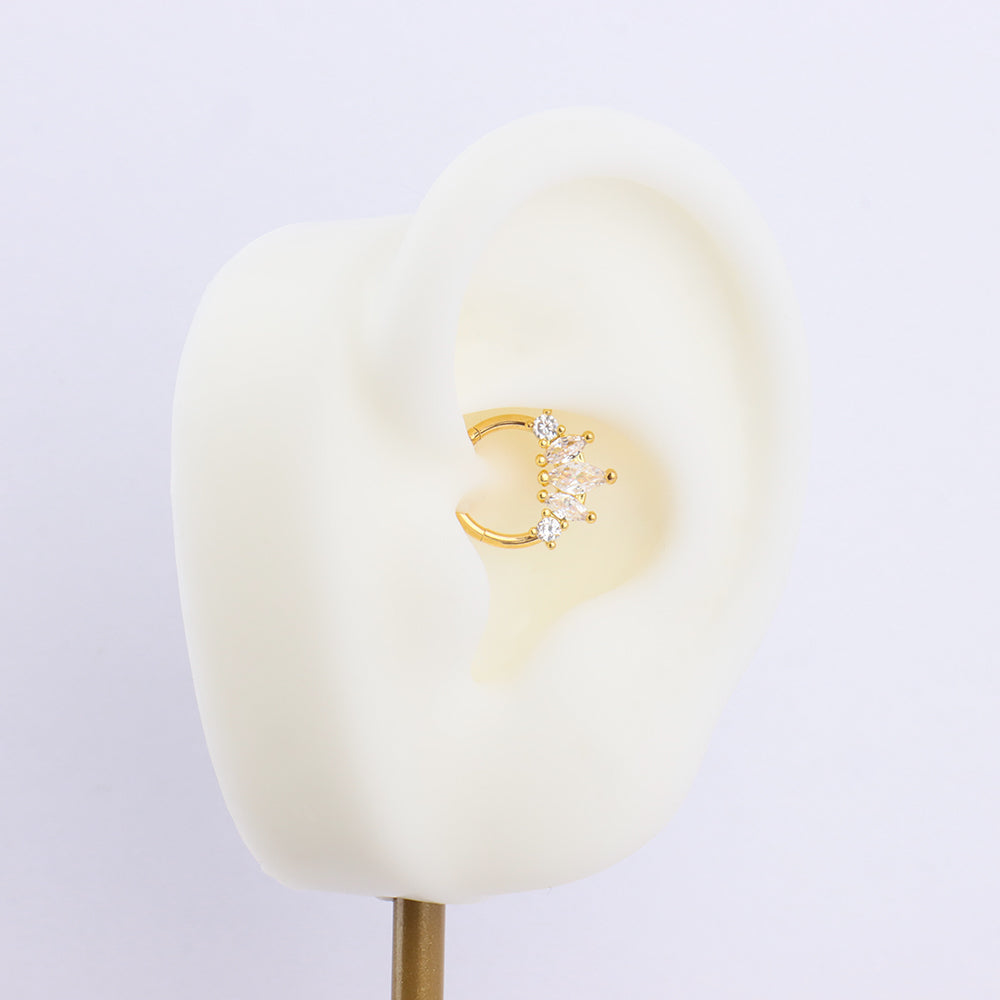 Delicate Leaf Clicker Hoop - Stainless Steel - Daith, Septum - Oumo Jewelry