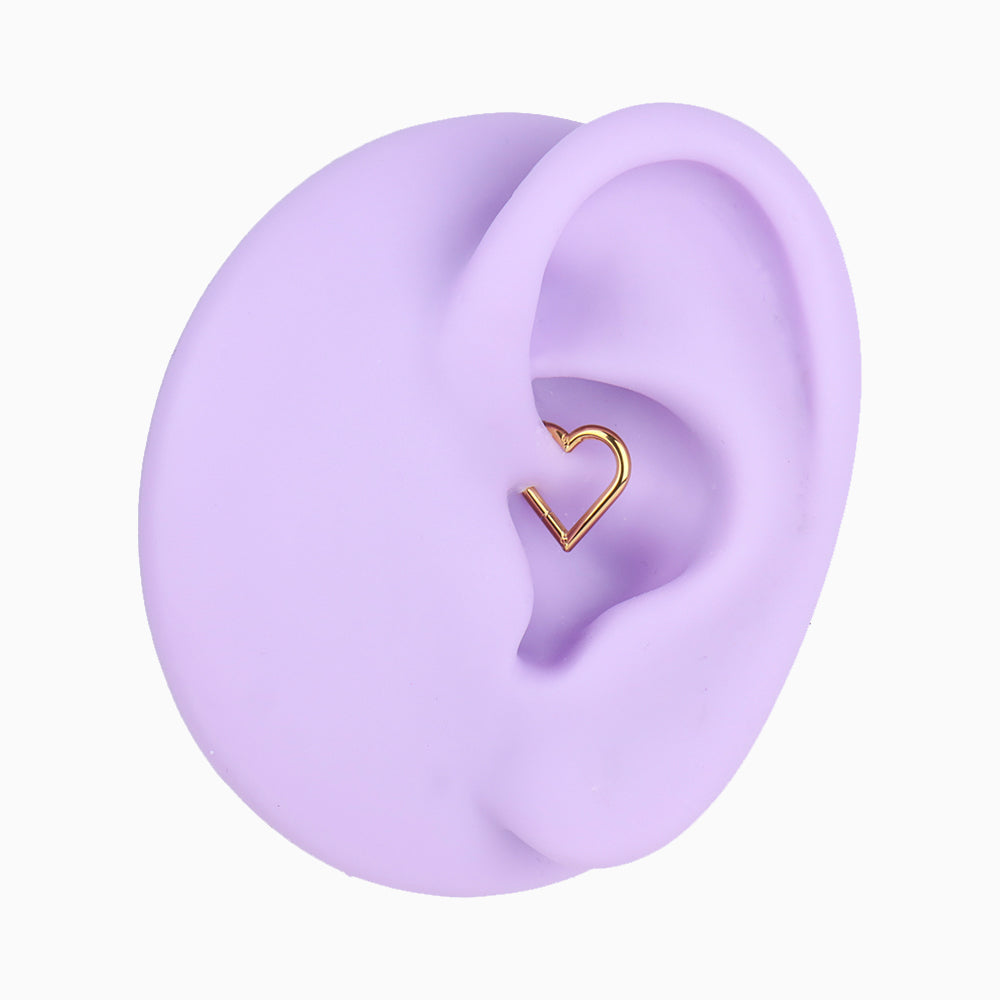 Heart Clicker Hoop - Stainless Steel - Daith - Oumo Jewelry