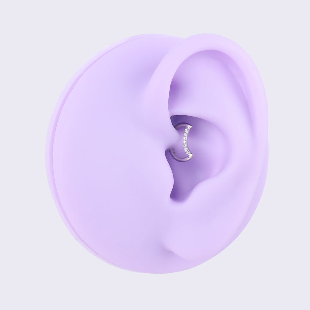 Shining Crescent Clicker Hoop - Stainless Steel - Daith, Septum - Oumo Jewelry