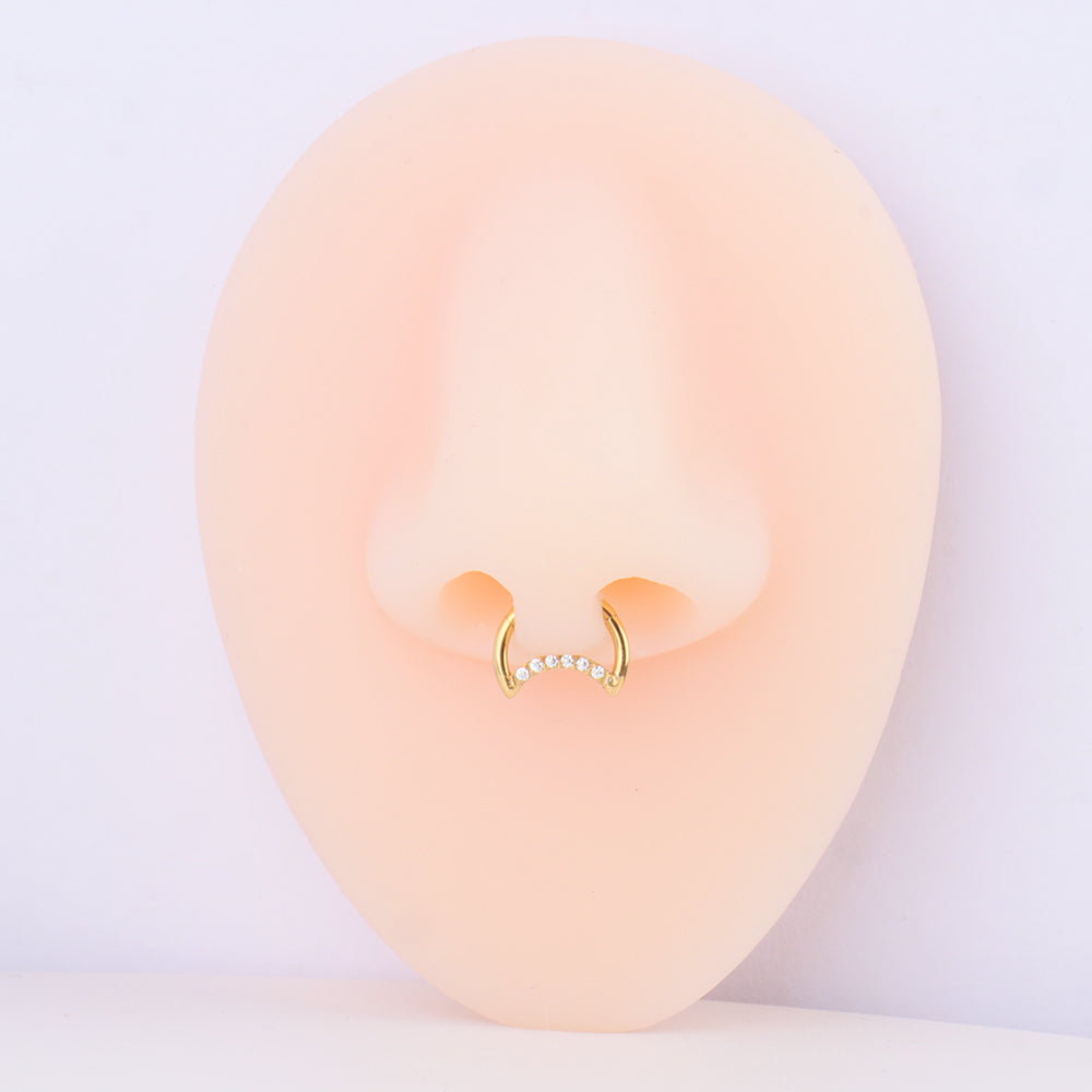 Shining Crescent Clicker Hoop - Stainless Steel - Daith, Septum - Oumo Jewelry