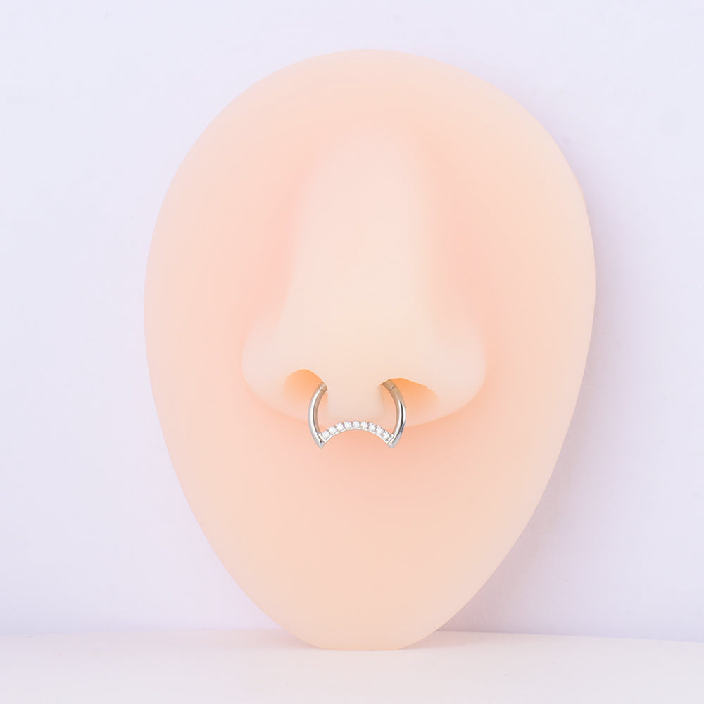 Shining Crescent Clicker Hoop - Stainless Steel - Daith, Septum - Oumo Jewelry