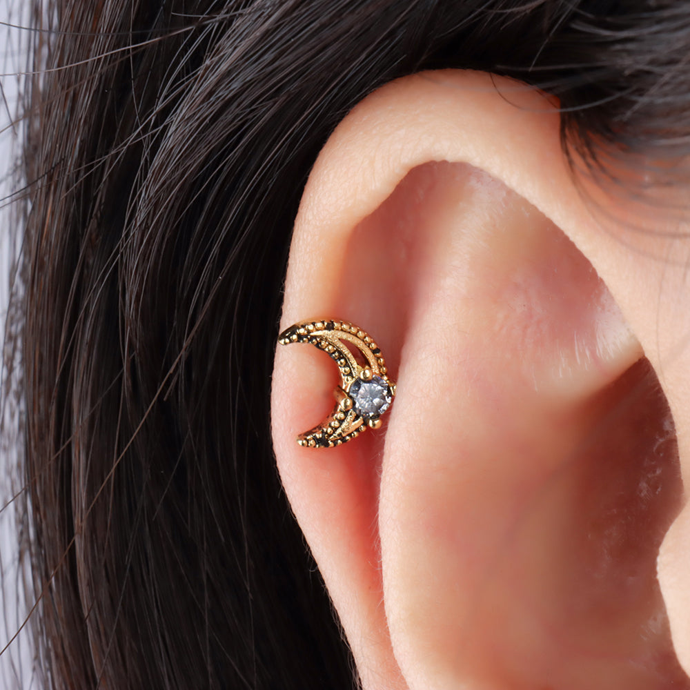 Attractive Crescent Stud - OhmoJewelry