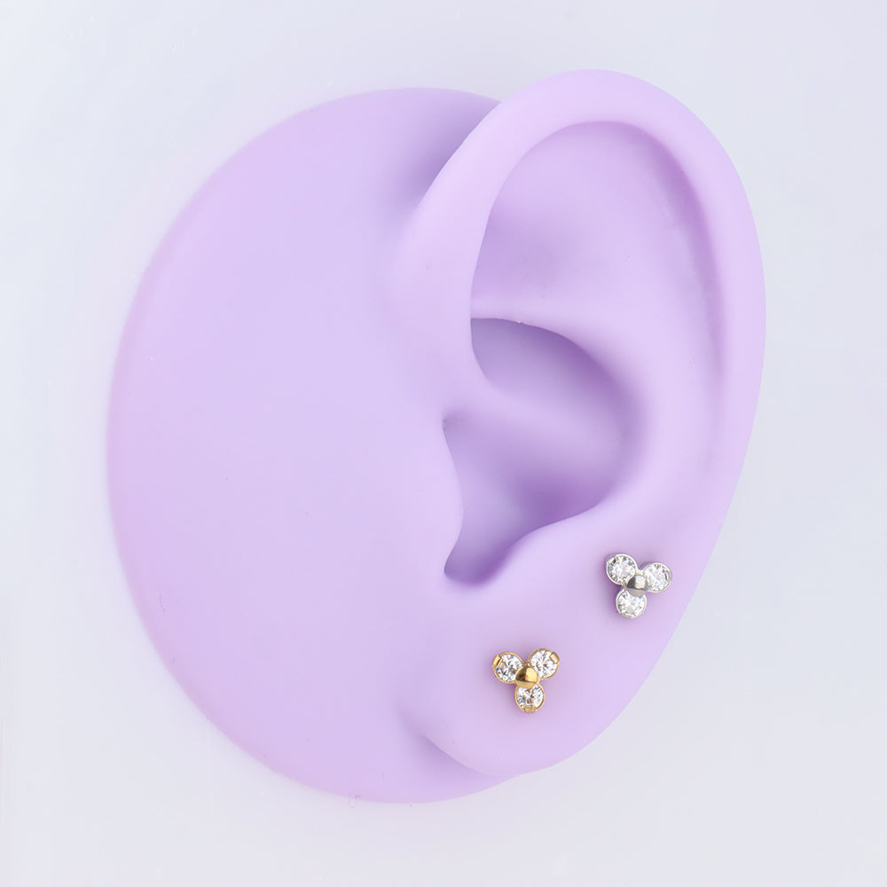 Basic Gem Flatback Stud - Stainless Steel - Helix, Upper Lobe, Conch - Oumo Jewelry