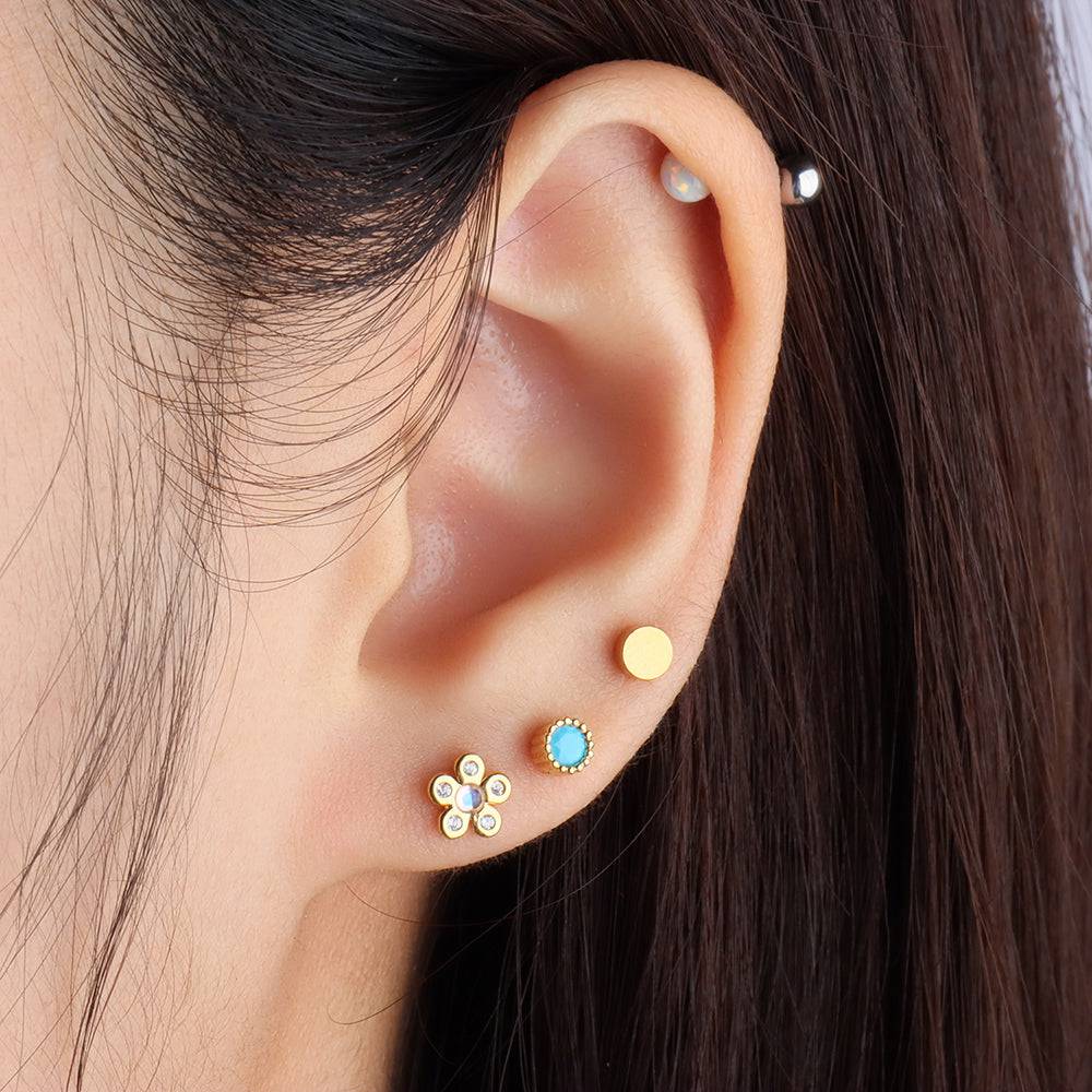 Basic Simple Flatback Stud - Stainless Steel - Helix, Forward Helix, Upper Lobe - Oumo Jewelry