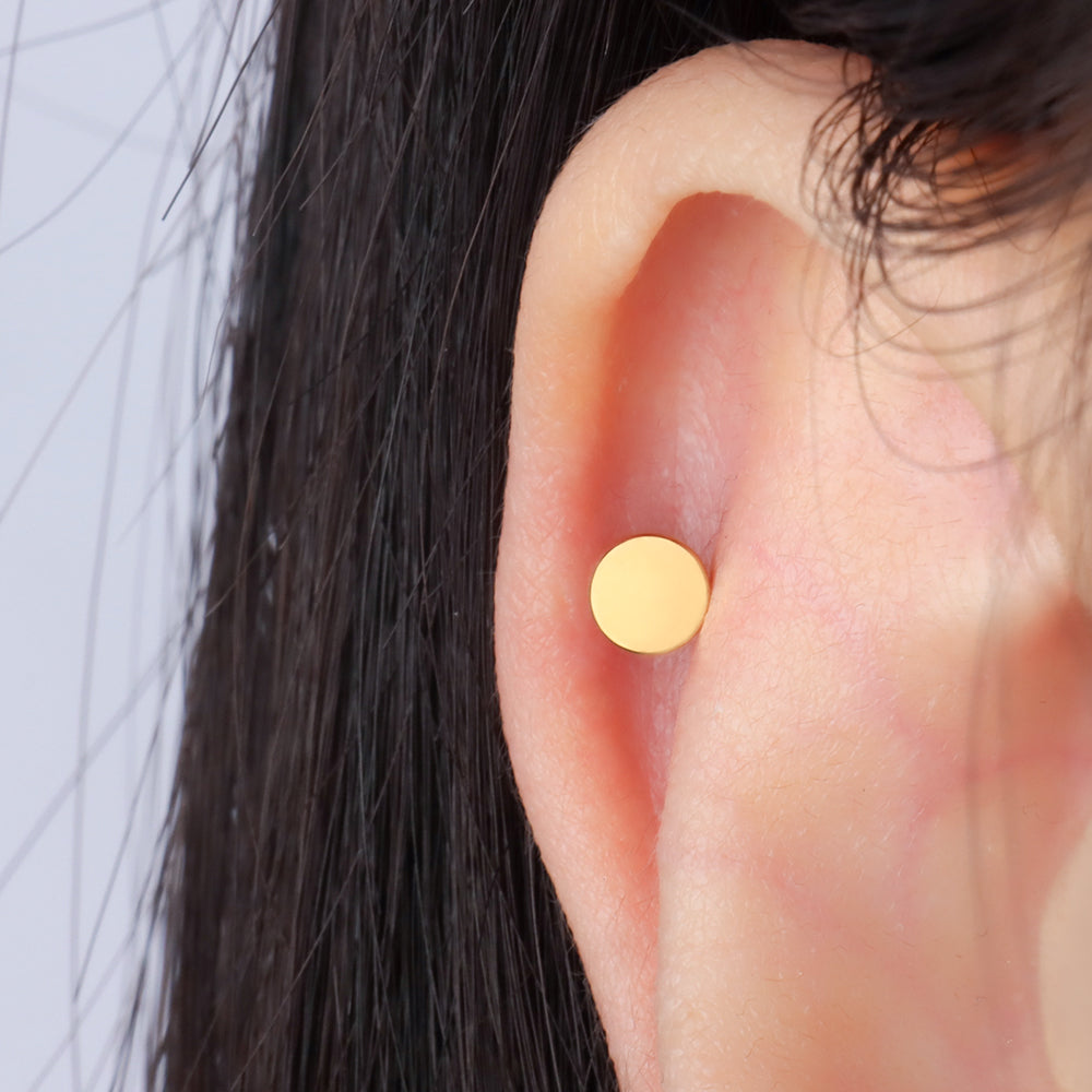 Basic Simple Flatback Stud - Stainless Steel - Helix, Forward Helix, Upper Lobe - Oumo Jewelry