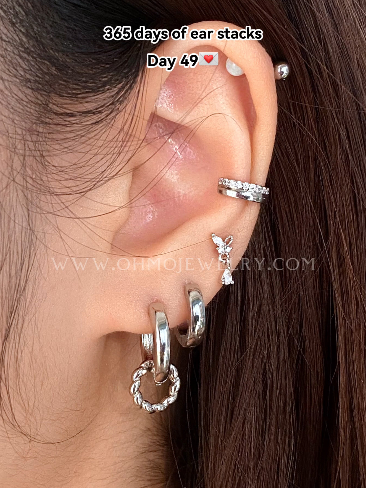 Basic Sparkling Ear Cuff - Stainless Steel - Oumo Jewelry